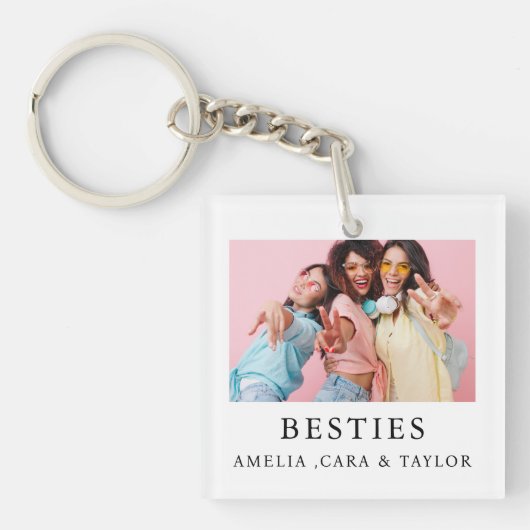 Modern Friend Collage Photos Simple キーホルダー (正面)