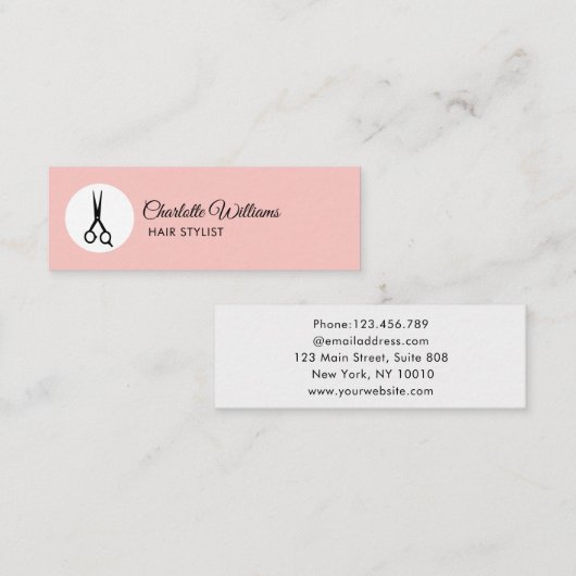 Modern Friseur Visitenkarte スキニー名刺 (正面/裏面)