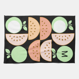 Modern Fruit Monogrammed Mid-Century Scandi Style キッチンタオル