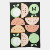 Modern Fruit Monogrammed Mid-Century Scandi Style キッチンタオル (縦)