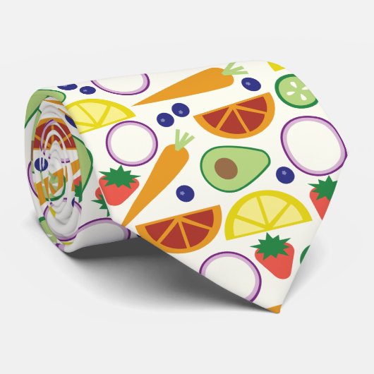 Modern Fruits and Vegetables Pattern ネクタイ (ロール)