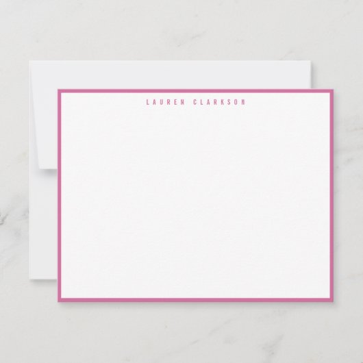 Modern Fuchsia Pink Border Note Card 招待状 (正面)