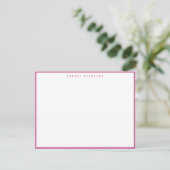 Modern Fuchsia Pink Border Note Card 招待状 (スタンド正面)