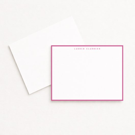 Modern Fuchsia Pink Border Note Card 招待状
