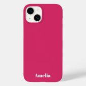 Modern fuchsia white script Personalized Name  Case-Mate iPhoneケース (裏面)