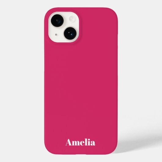 Modern fuchsia white script Personalized Name  Case-Mate iPhoneケース (裏面)