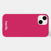Modern fuchsia white script Personalized Name  Case-Mate iPhoneケース (裏面 (横))