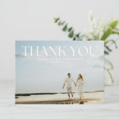 Modern Full Photo Bold Wedding Thank You Card サンキューカード (スタンド正面)