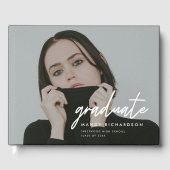 Modern Full Photo Script Custom Graduation Party ゲストブック (正面)
