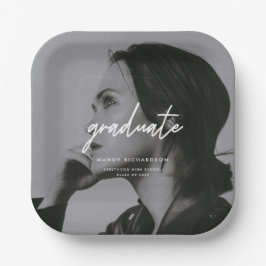 Modern Full Photo Script Custom Graduation Party ペーパープレート