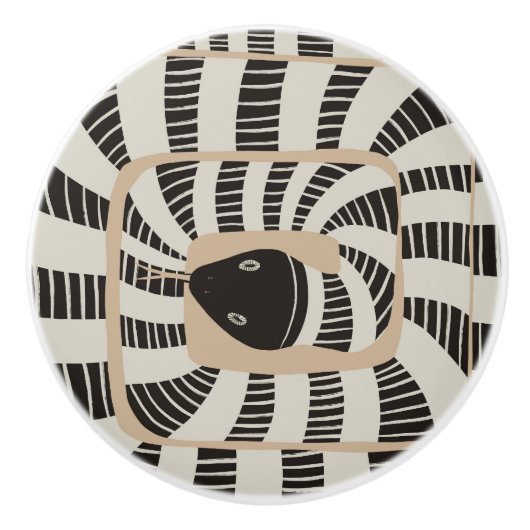 Modern Fun Abstract Striped Snake | Snake Lovers セラミックノブ (正面)