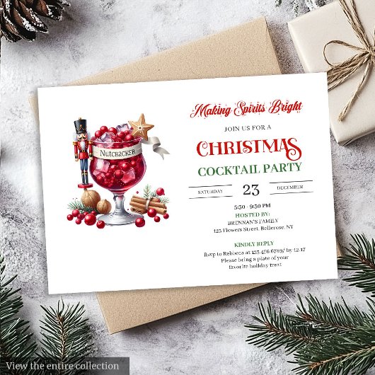 Modern fun Christmas cocktails party invitation 招待状