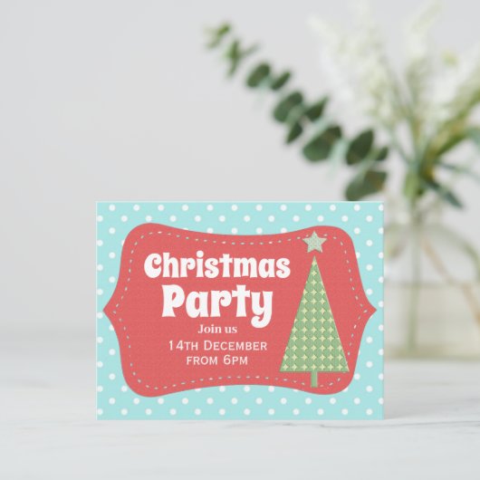 Modern Fun Christmas Party Invitation ポストカード (スタンド正面)