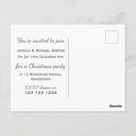 Modern Fun Christmas Party Invitation ポストカード (裏面)