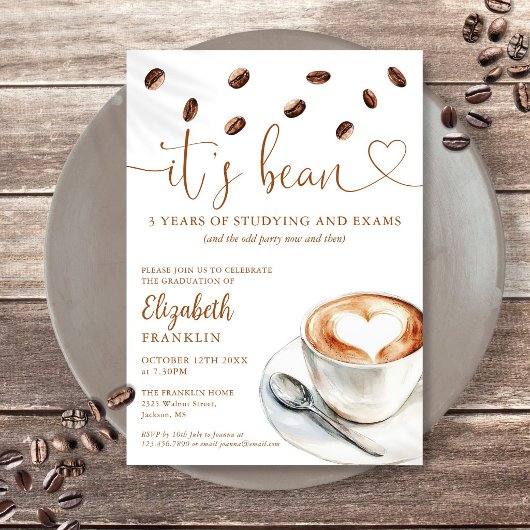 Modern Fun Coffee Themed Graduation Party 招待状