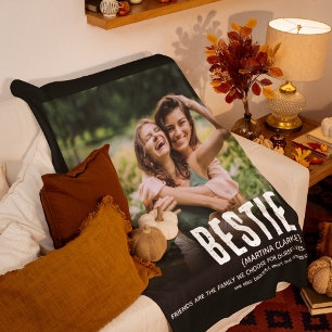 Modern Fun Cute BESTIE Definition Photo Gift フリースブランケット