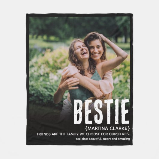 Modern Fun Cute BESTIE Definition Photo Gift フリースブランケット (正面)