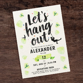 Modern Fun Green Zipline Adventure Brush Script 招待状