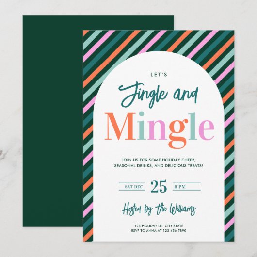 Modern Fun Jingle Mingle Christmas Party シーズンカード (正面/裏面)