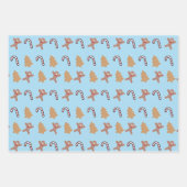 Modern Fun Kids Snowman Gingerbread Cat Christmas ラッピングペーパーシート (正面3)