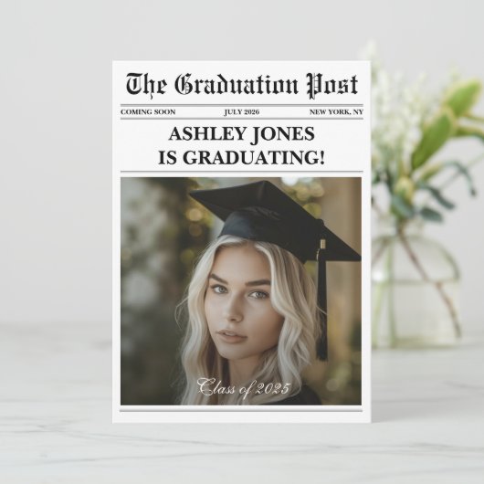 Modern Fun Newspaper Photo Graduation 招待状 (スタンド正面)