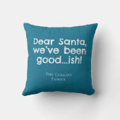 Modern Fun Santa Teal Personalized Humor Christmas クッション (裏面)