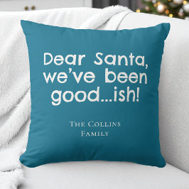 Modern Fun Santa Teal Personalized Humor Christmas クッション