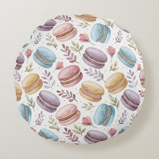 Modern Fun Sweet Macaroons ラウンドクッション (正面)