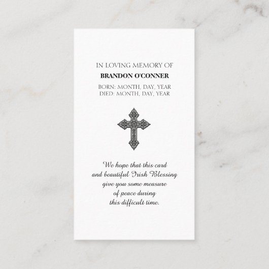 Modern Funeral Celebration of Life Memorial 名刺 (裏面)