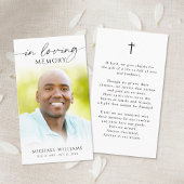 Modern Funeral Cross Photo Memorial Prayer Card 名刺