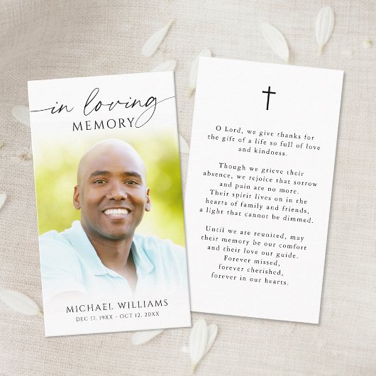 Modern Funeral Cross Photo Memorial Prayer Card 名刺