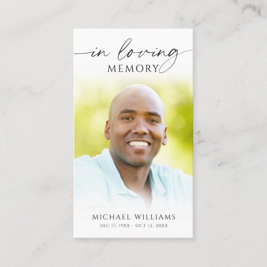 Modern Funeral Cross Photo Memorial Prayer Card 名刺 (正面)