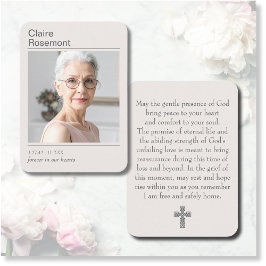 Modern Funeral Cross Photo Prayer Card  名刺