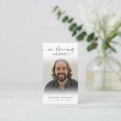 Modern Funeral In Loving Memory Photo Prayer Card 名刺 (スタンド正面)
