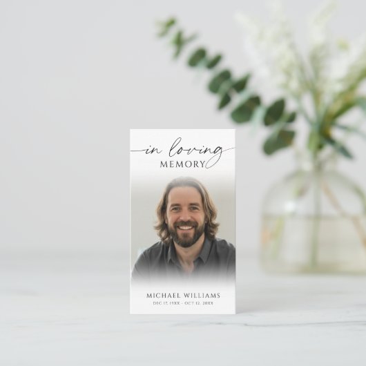 Modern Funeral In Loving Memory Photo Prayer Card 名刺 (スタンド正面)