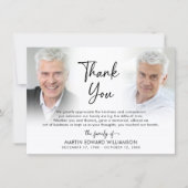 Modern Funeral Memorial 3 Photos Thank You サンキューカード (正面)