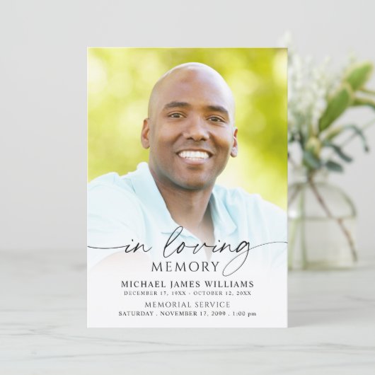 Modern Funeral Memorial Celebration of Life Photo 招待状 (スタンド正面)