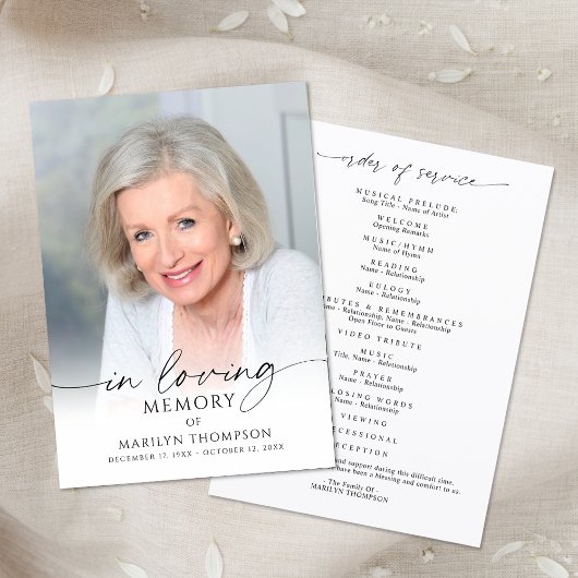 Modern Funeral Memorial Photo In Loving Memory プログラム