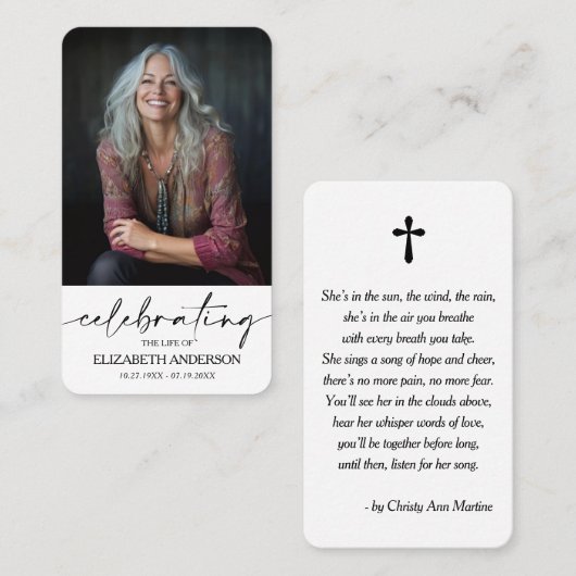 Modern Funeral Memorial Prayer Photo Card 名刺 (正面/裏面)