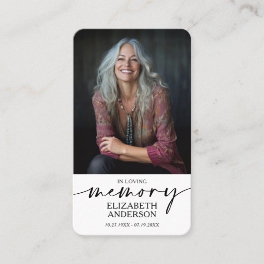 Modern Funeral Memorial Prayer Photo Card 名刺 (正面)