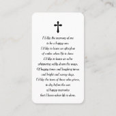 Modern Funeral Memorial Prayer Photo Card 名刺 (裏面)