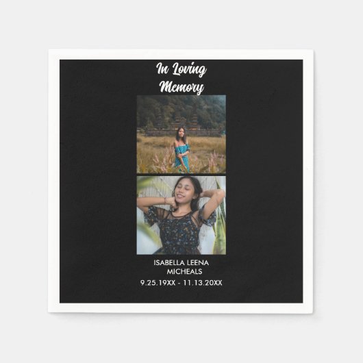 Modern Funeral Personalized 2 Photo Memoria スタンダードカクテルナプキン (正面)