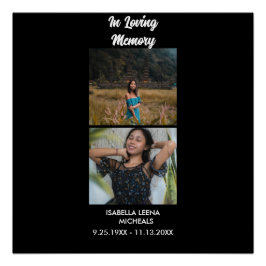 Modern Funeral Personalized 2 Photo Memorial ポスター