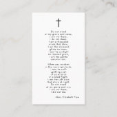 Modern Funeral Photo Forever Cross Prayer Card 名刺 (裏面)