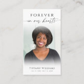 Modern Funeral Photo Forever Hearts Prayer Card 名刺 (正面)