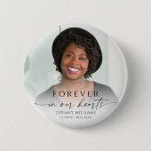 Modern Funeral Photo Memorial Forever Hearts 缶バッジ (正面)