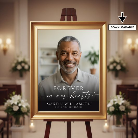 Modern Funeral Photo Script Welcome Sign ポスター