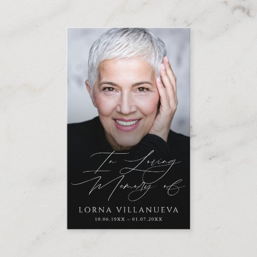 Modern Funeral Photo Sympathy Memorial Prayer Card 名刺 (正面)