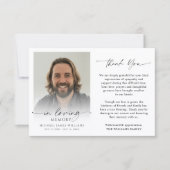 Modern Funeral Photo Thank You In Loving Memory サンキューカード (正面)