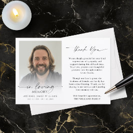 Modern Funeral Photo Thank You In Loving Memory サンキューカード